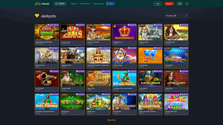 Frank Casino — Jackpot games