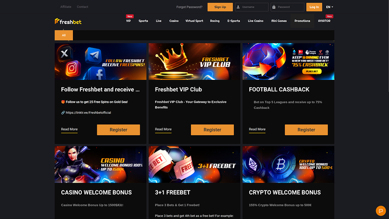 Fresh Bet Casino — Promotions page