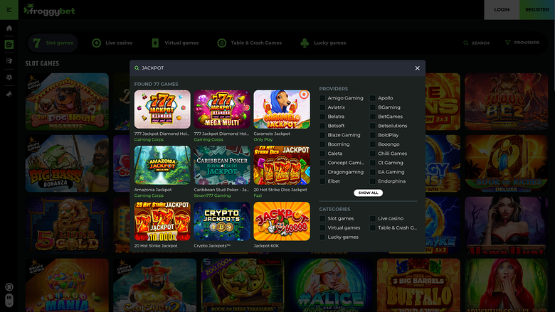 Froggybet Casino — Jackpot games