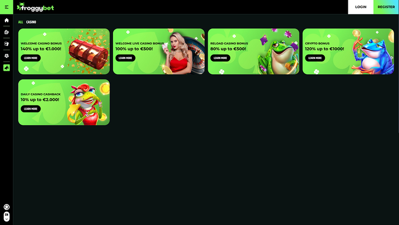 Froggybet Casino — Promotions page