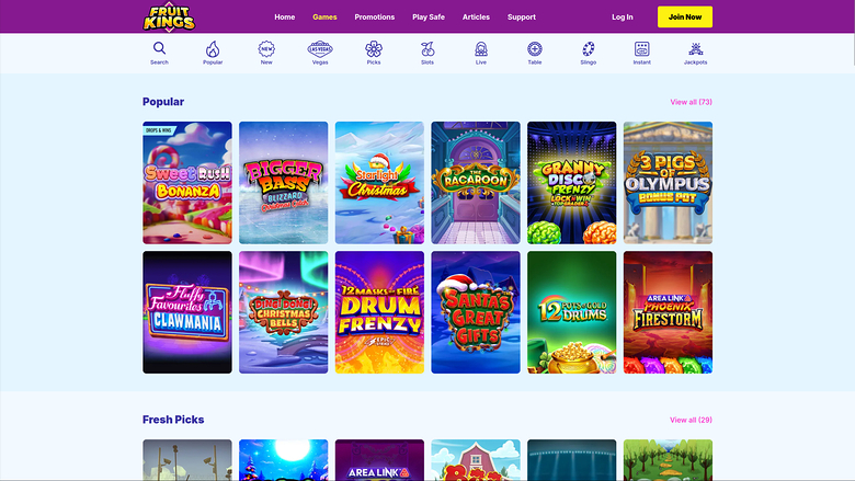 FruitKings Casino — Games lobby