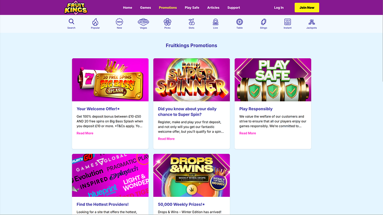 FruitKings Casino — Promotions page