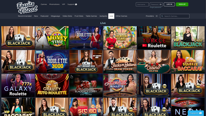 Fruits 4 Real Casino — Live dealer lobby