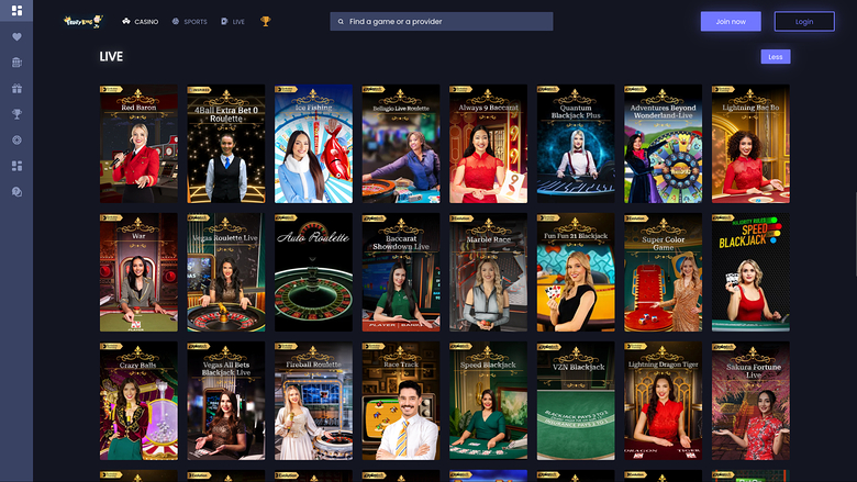 Fruity King Casino — Live dealer lobby