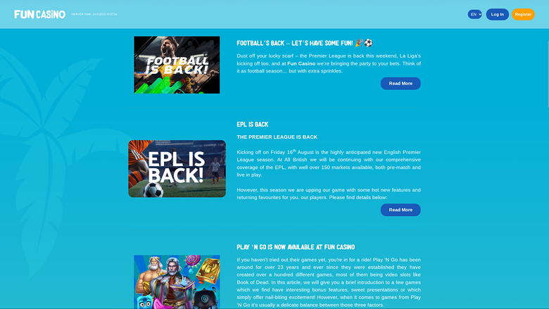 Fun Casino — Promotions page