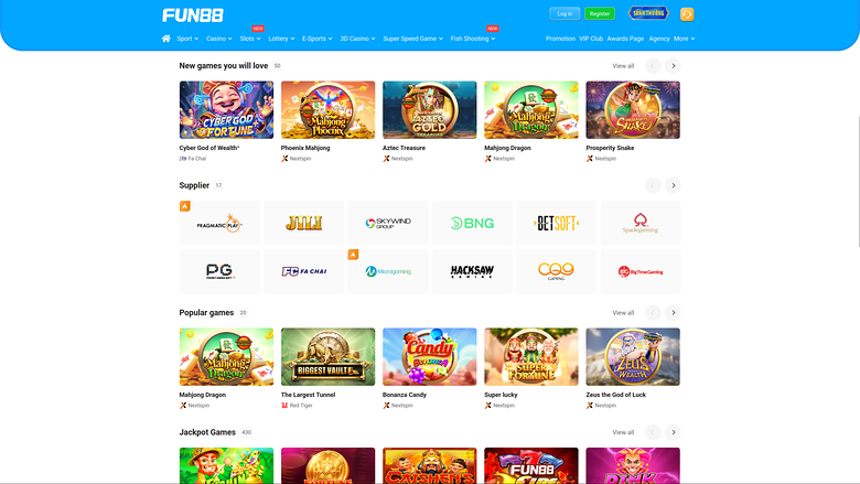 Fun88 Casino — Games by studio