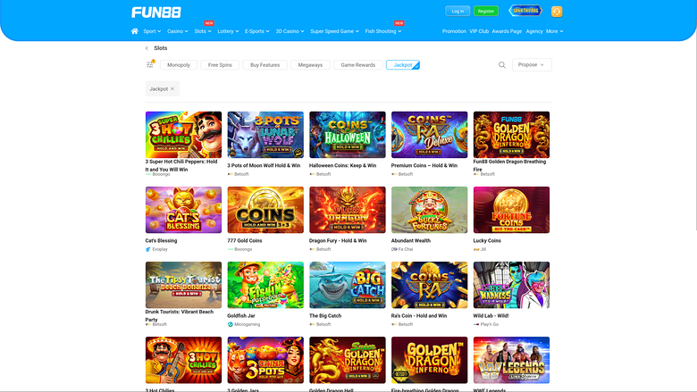 Fun88 Casino — Jackpot games