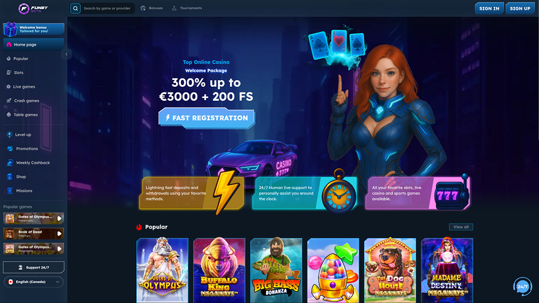 FunzyBets Casino — Homepage