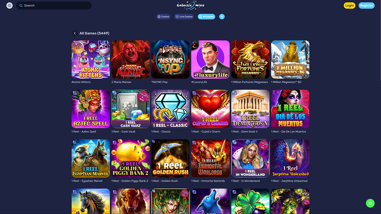 Galactic Wins — Games lobby