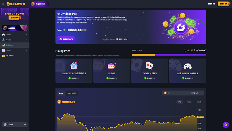 Galactix Casino — Dividend pool