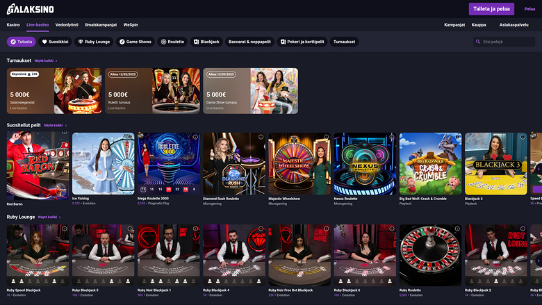 Galaksino Casino — Live dealer lobby