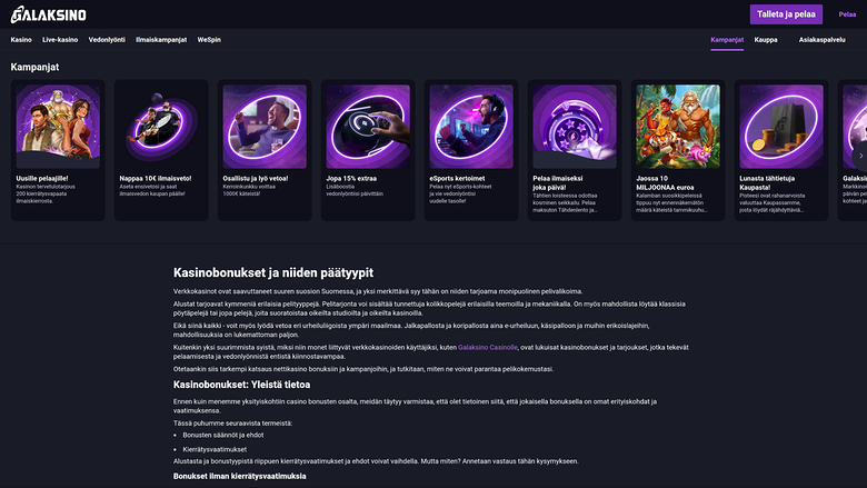 Galaksino Casino — Promotions page