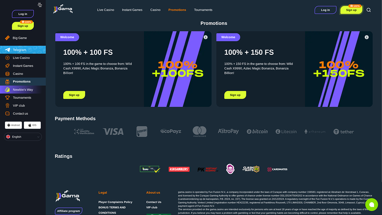 Gama Casino — Promotions page