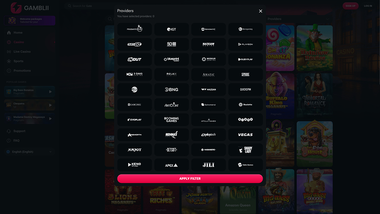 Gamblii Casino — Games by studio
