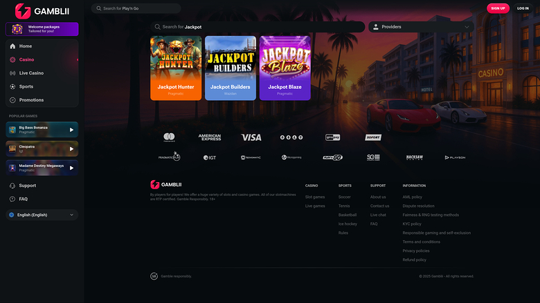 Gamblii Casino — Jackpot games