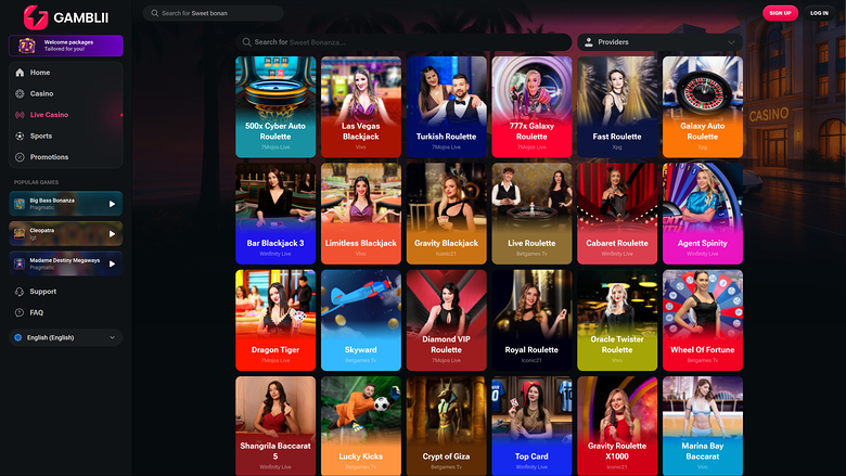 Gamblii Casino — Live dealer lobby