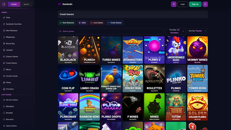 Gambulls — Games lobby