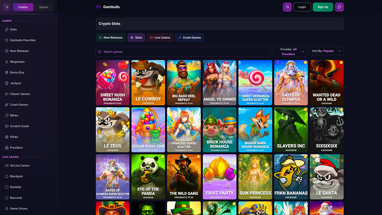 Gambulls — Games lobby