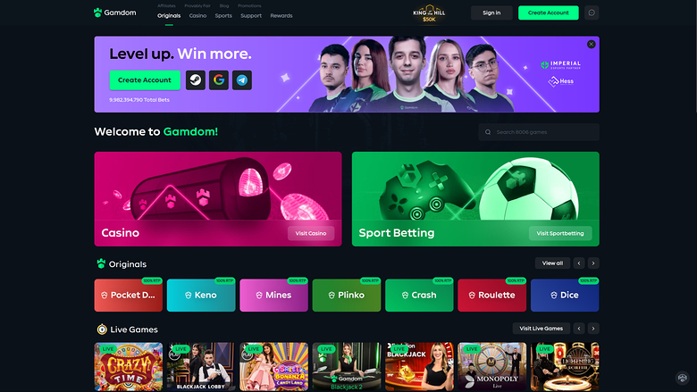 Gamdom Casino — Homepage
