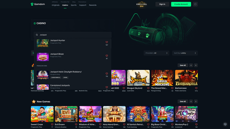 Gamdom Casino — Jackpot games
