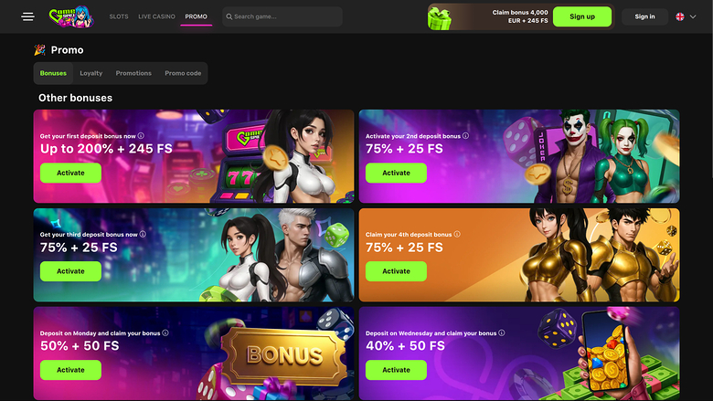 Game Spot Casino — Promotions page