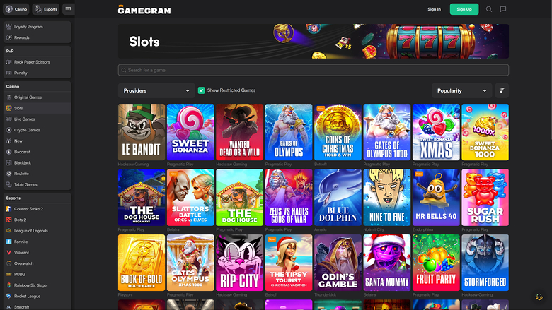 Gamegram Casino — Games lobby
