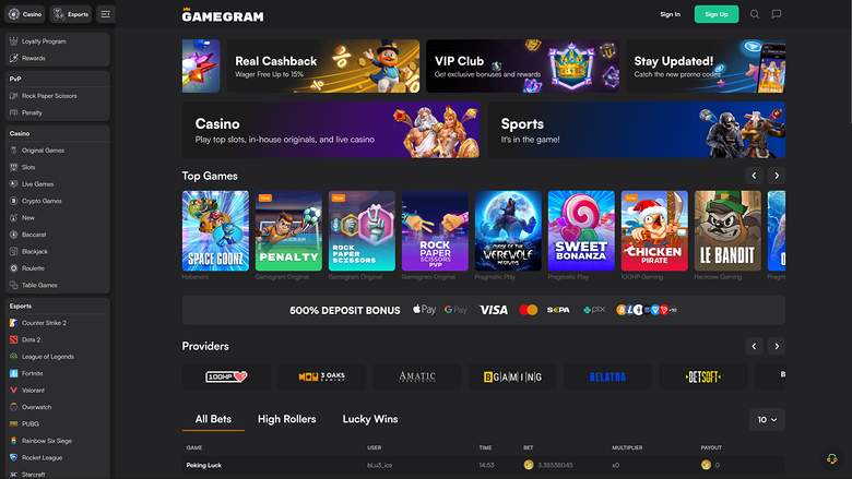 Gamegram Casino — Homepage