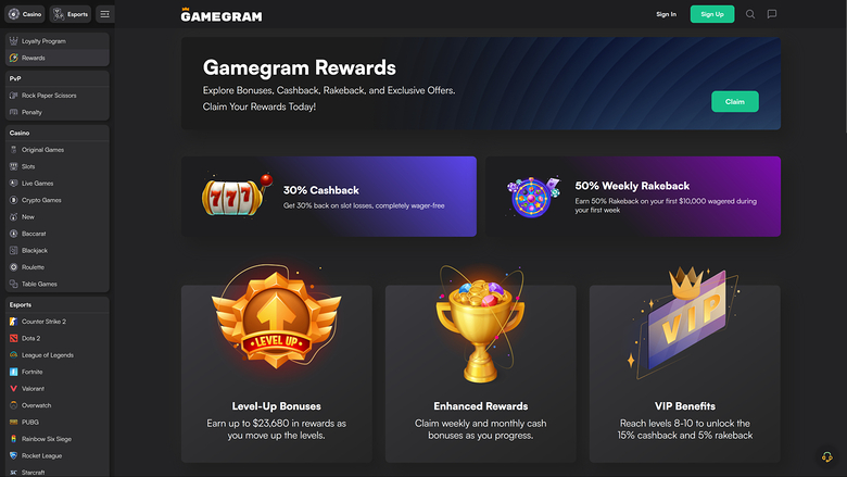 Gamegram Casino — Promotions page