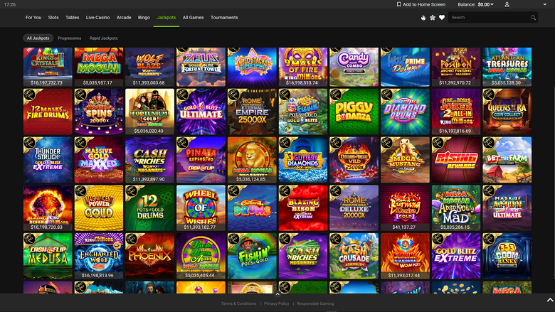 Gaming Club Casino — Jackpot games