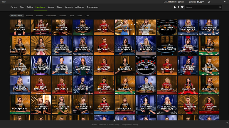 Gaming Club Casino — Live dealer lobby