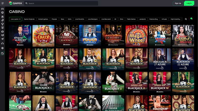 Gamix Casino — Live dealer lobby