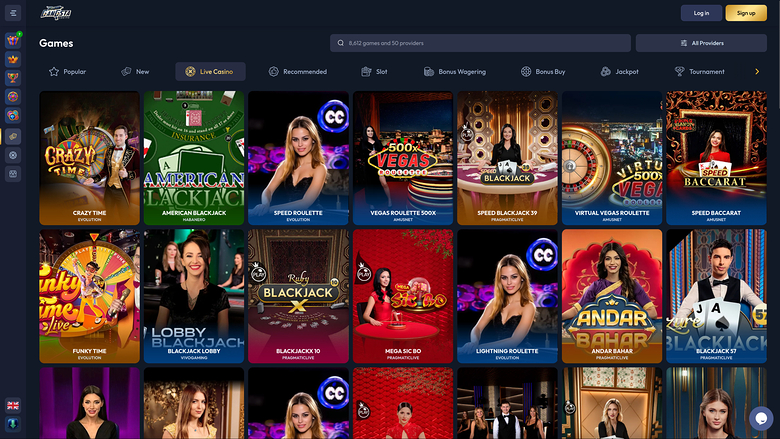Gangsta Casino — Live dealer lobby