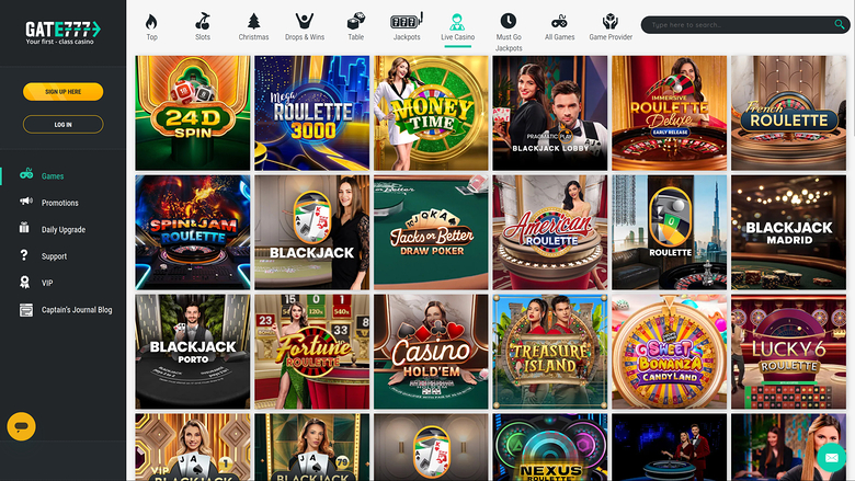 Gate 777 Casino — Live dealer lobby
