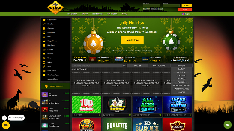 Gday Casino — Games by studio