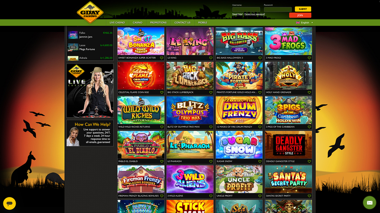 Gday Casino — Games lobby