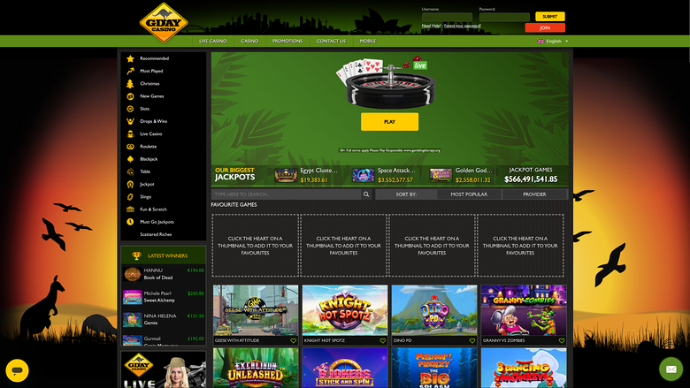 Gday Casino — Homepage