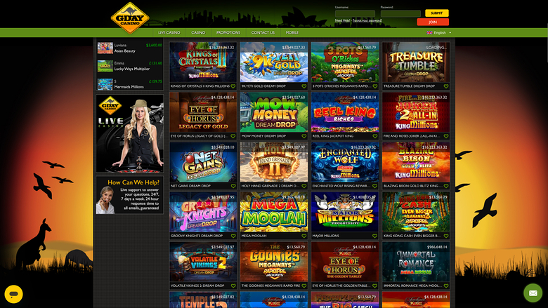Gday Casino — Jackpot games