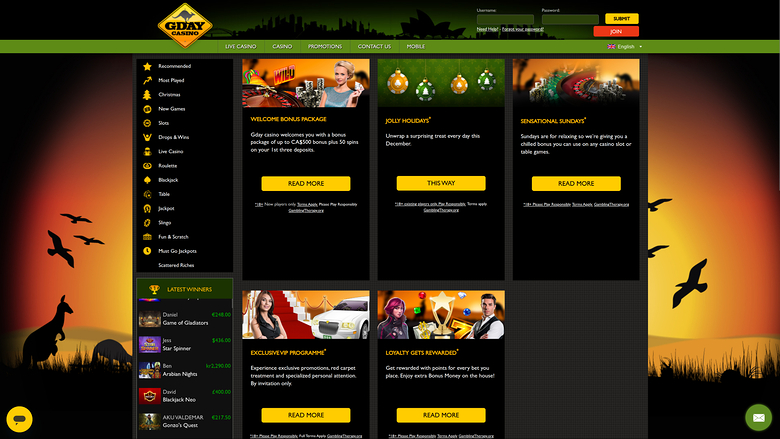 Gday Casino — Promotions page