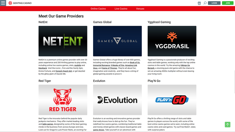 Genting Casino — Games by studio