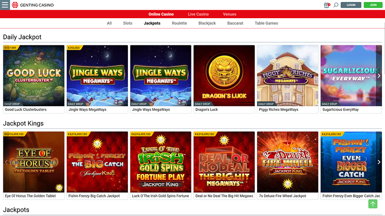 Genting Casino — Jackpot games