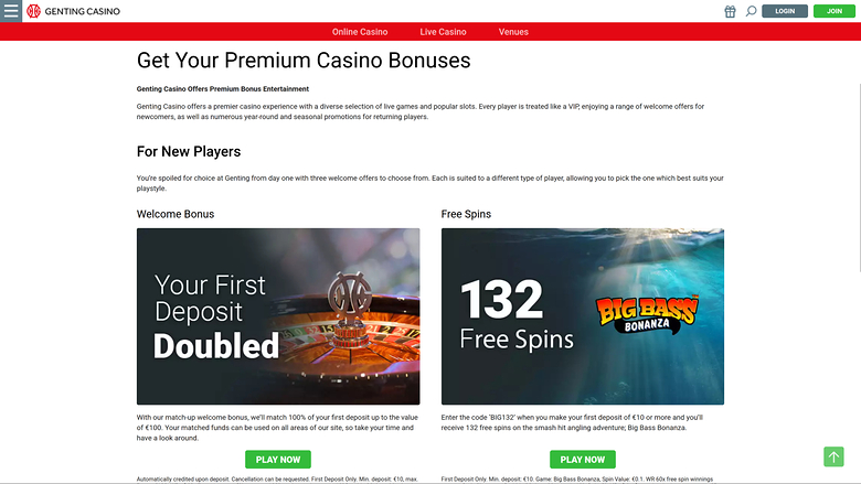 Genting Casino — Promotions page