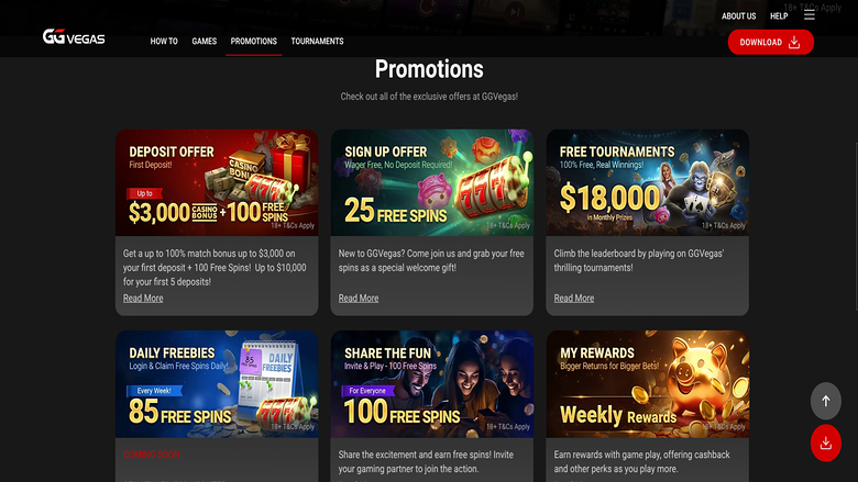 GGVegas Casino — Promotions page