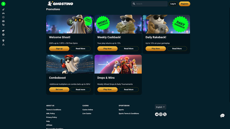 Ghostino Casino — Promotions page