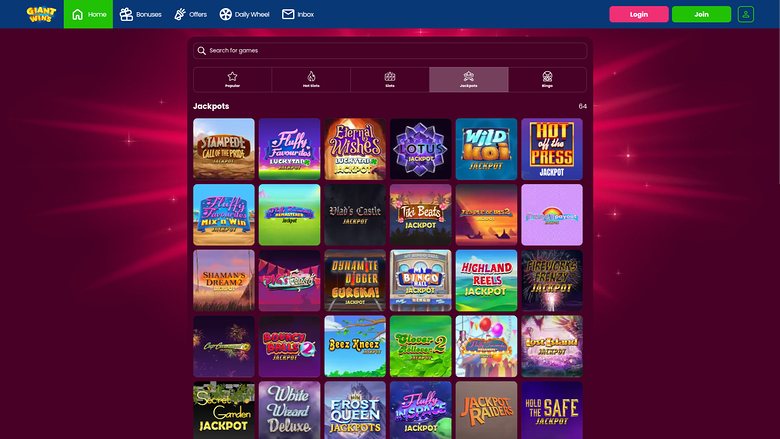 Giant Wins Casino — Jackpot games