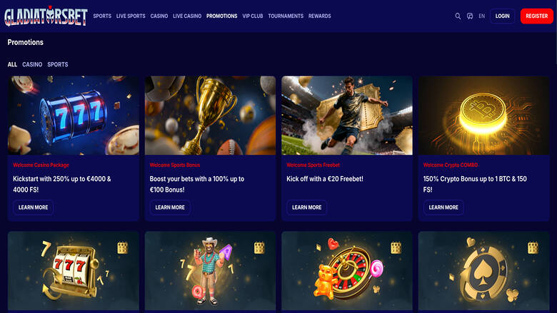 Gladiatorsbet Casino — Promotions page