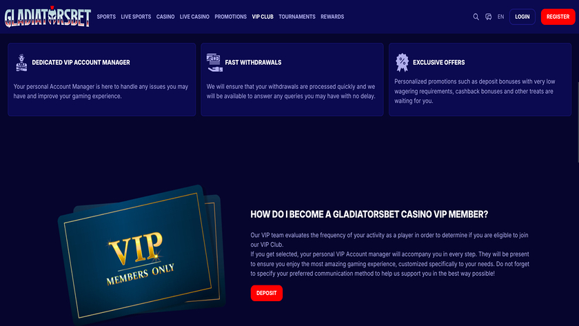 Gladiatorsbet Casino — VIP section