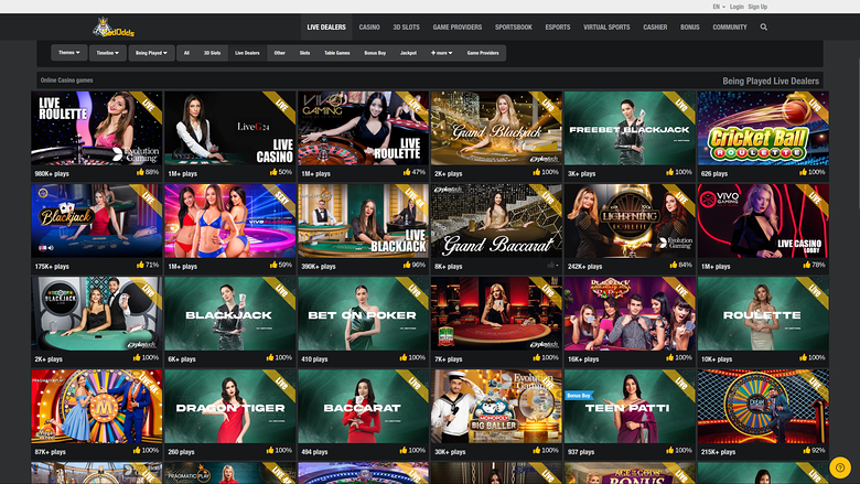 God Odds — Live dealer lobby