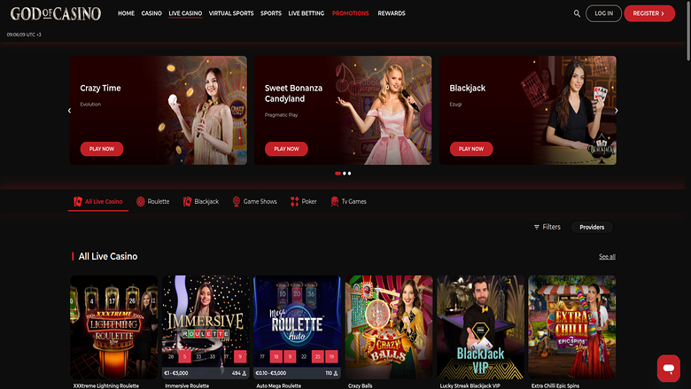 God of Casino — Godofcasino livedealers