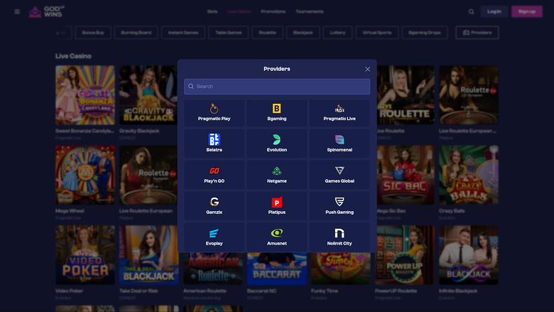 God of Wins Casino — Games by studio