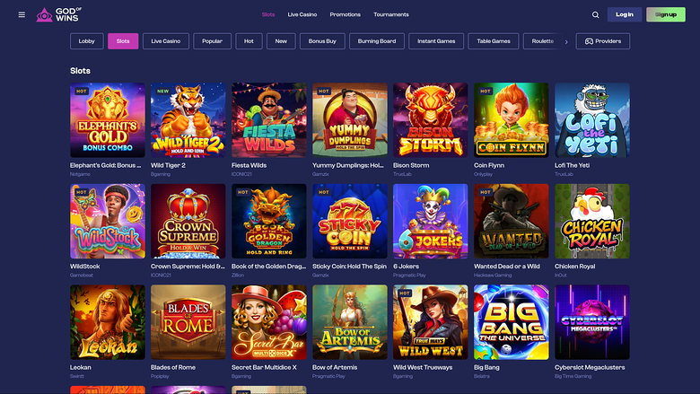 God of Wins Casino — Games lobby